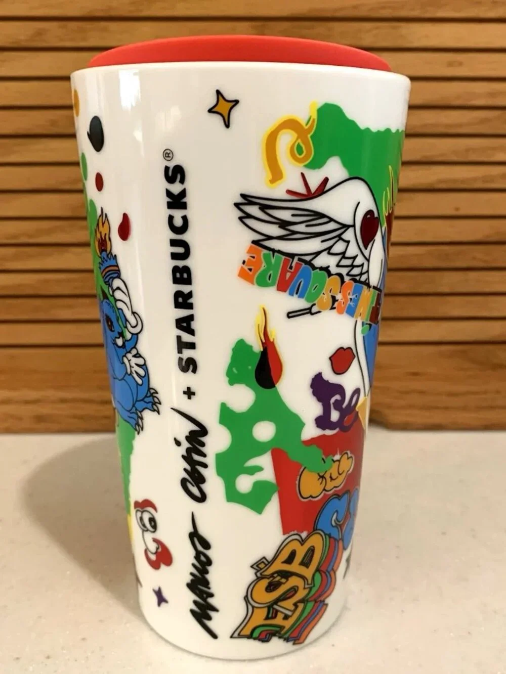 STARBUCKS x MARCOS CHIN MUG Tumbler Limited Edition Graffiti Ceramic Travel 12oz
